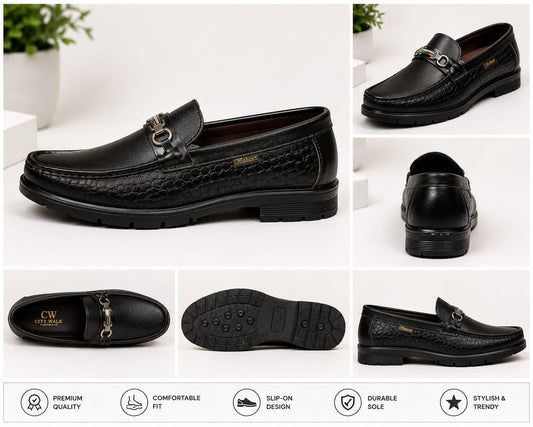 Premium Black Loafers for Men | Casual & Party Wear Slip-On Shoes