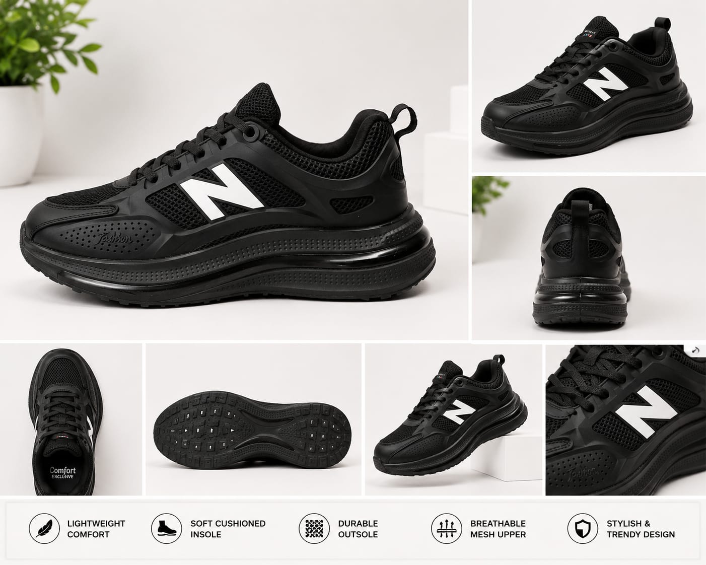 RADEON Ultra-24 Chunky Sneakers for Men – Black/White
