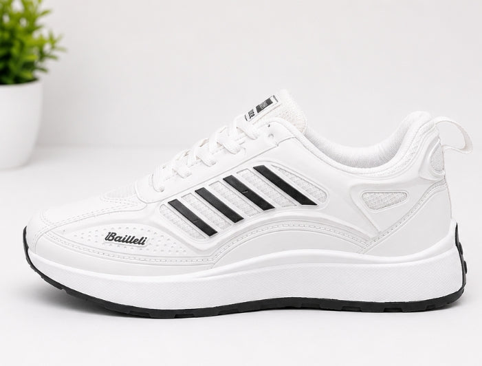 Men’s Lightweight Sports Sneakers – White/Black Casual Running Shoes