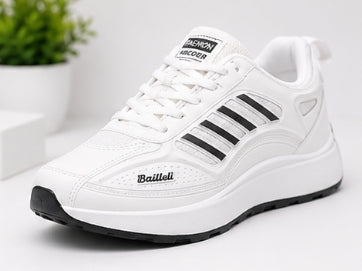 Men’s Lightweight Sports Sneakers – White/Black Casual Running Shoes