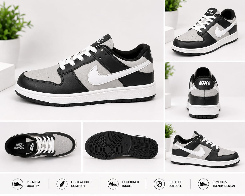 Dunk Low Retro Trendy Sneakers – Black Grey Low Top Shoes