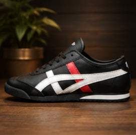 Tiger Stripe Casual Sneakers for Men – Black/White/Red
