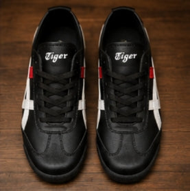 Tiger Stripe Casual Sneakers for Men – Black/White/Red