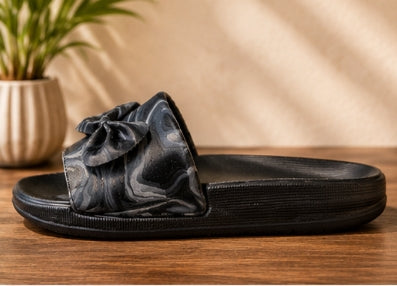 Women’s Black Bow Casual Sliders