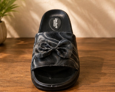 Women’s Black Bow Casual Sliders